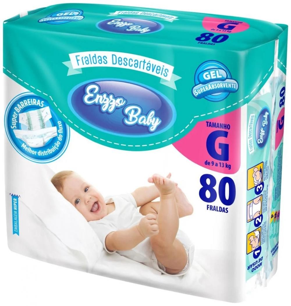 Fralda Infantil Enzo Baby c/80 G