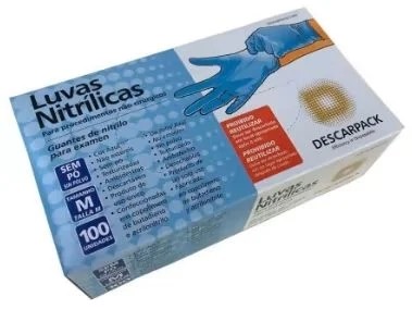 Luva Nitrílica sem Pó Azul Média