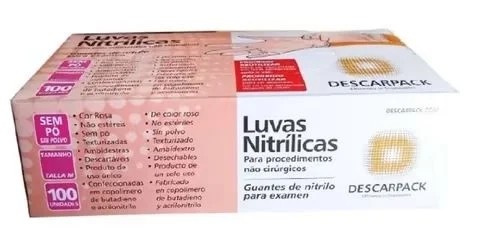 Luva Nitrílica sem Pó Rosa Grande